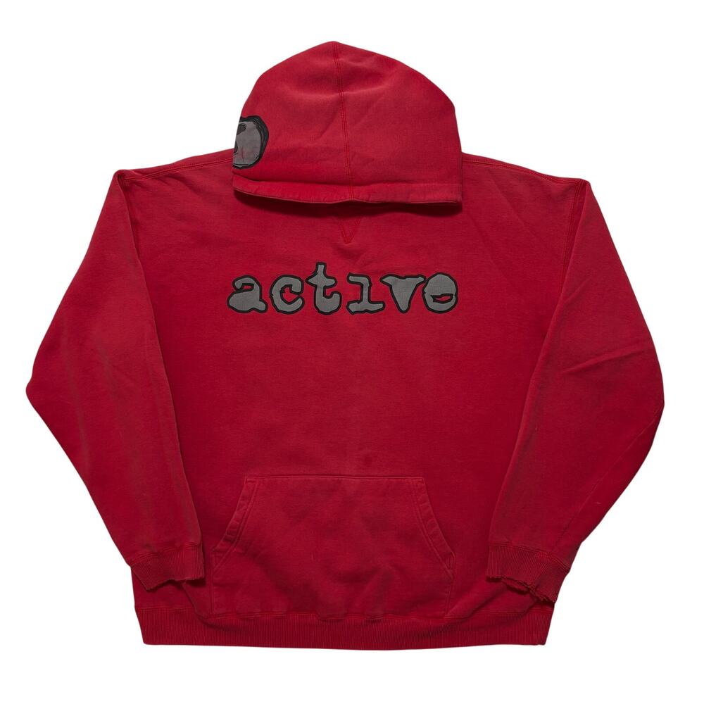 VTG Y2K 90's Active Skateboarding Surf Skull Faded Pullover Hoodie Red Men's XL
